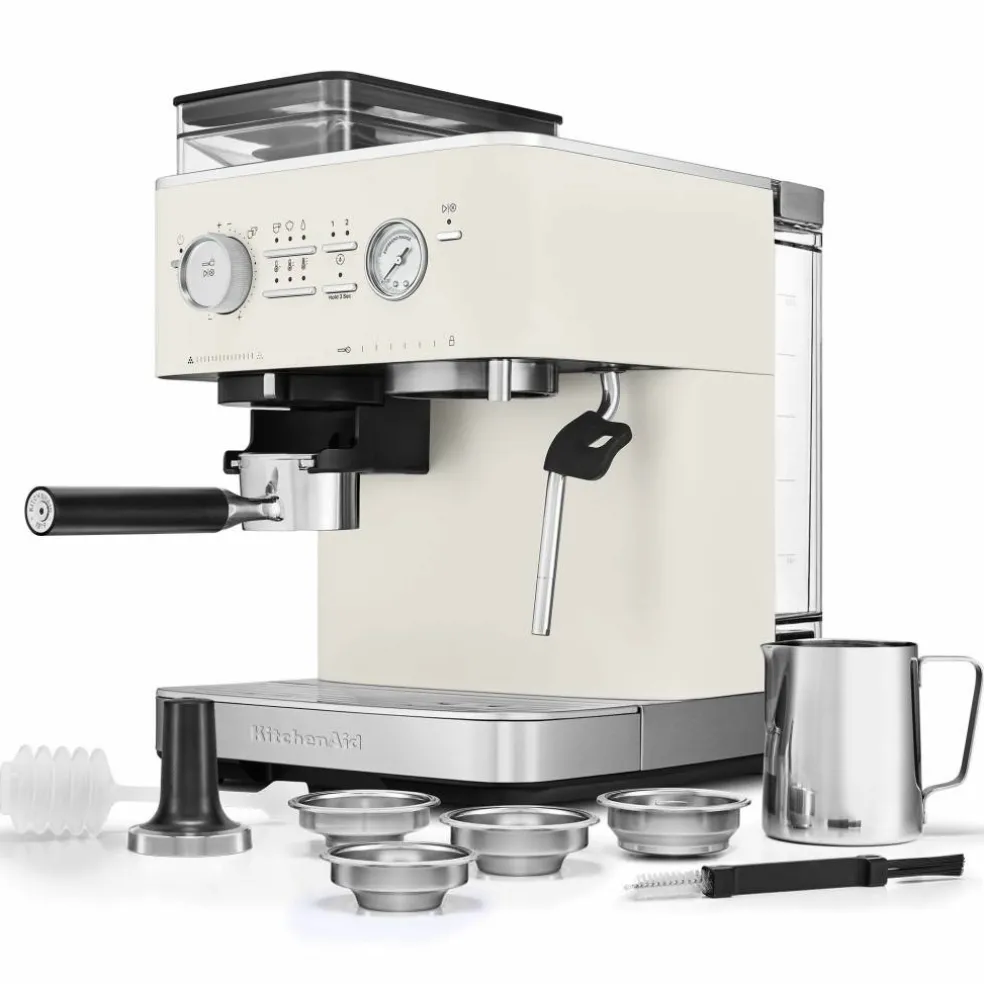 Espressomaskin med kaffekvarn, porcelain white