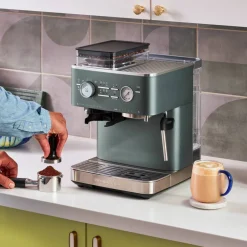 Espressomaskin med kaffekvarn, porcelain white