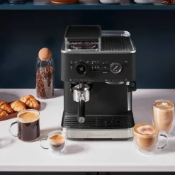 Espressomaskin med kaffekvarn, porcelain white