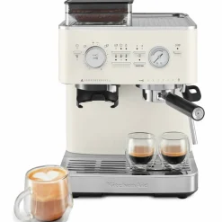 Espressomaskin med kaffekvarn, porcelain white