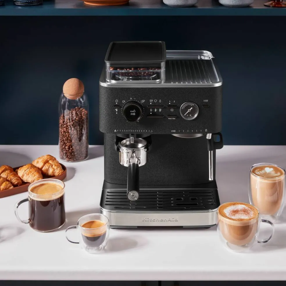 Espressomaskin med kaffekvarn, stainless steel