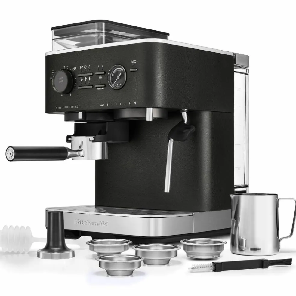 Espressomaskin med kaffekvarn, stainless steel