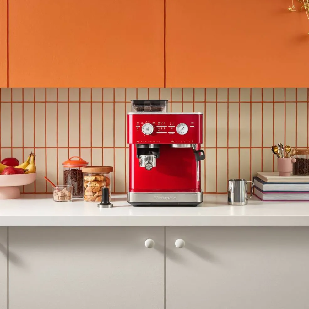Espressomaskin med kaffekvarn, stainless steel