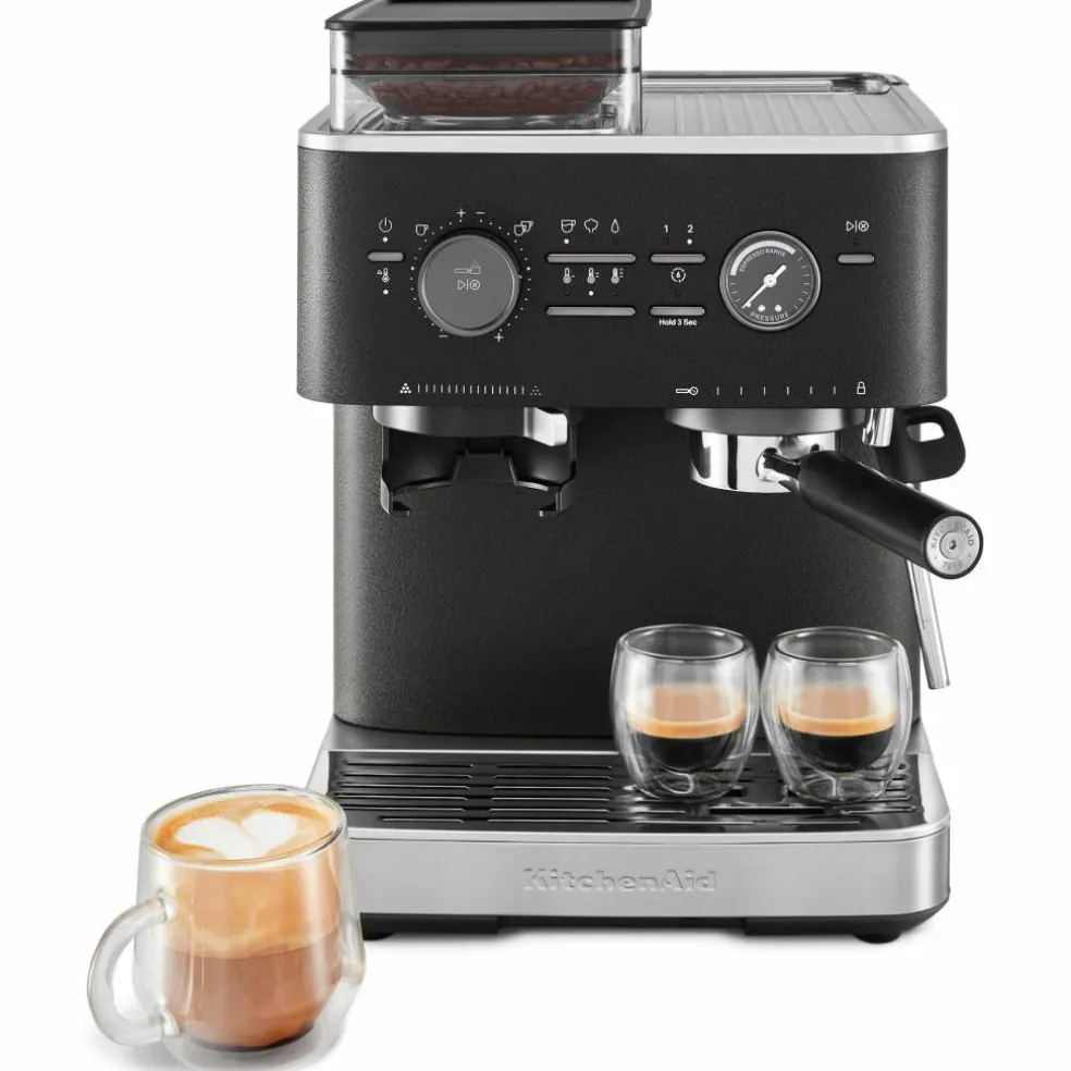 Espressomaskin med kaffekvarn, stainless steel