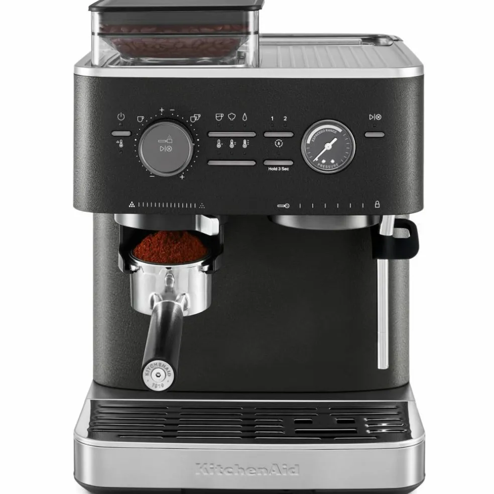 Espressomaskin med kaffekvarn, stainless steel