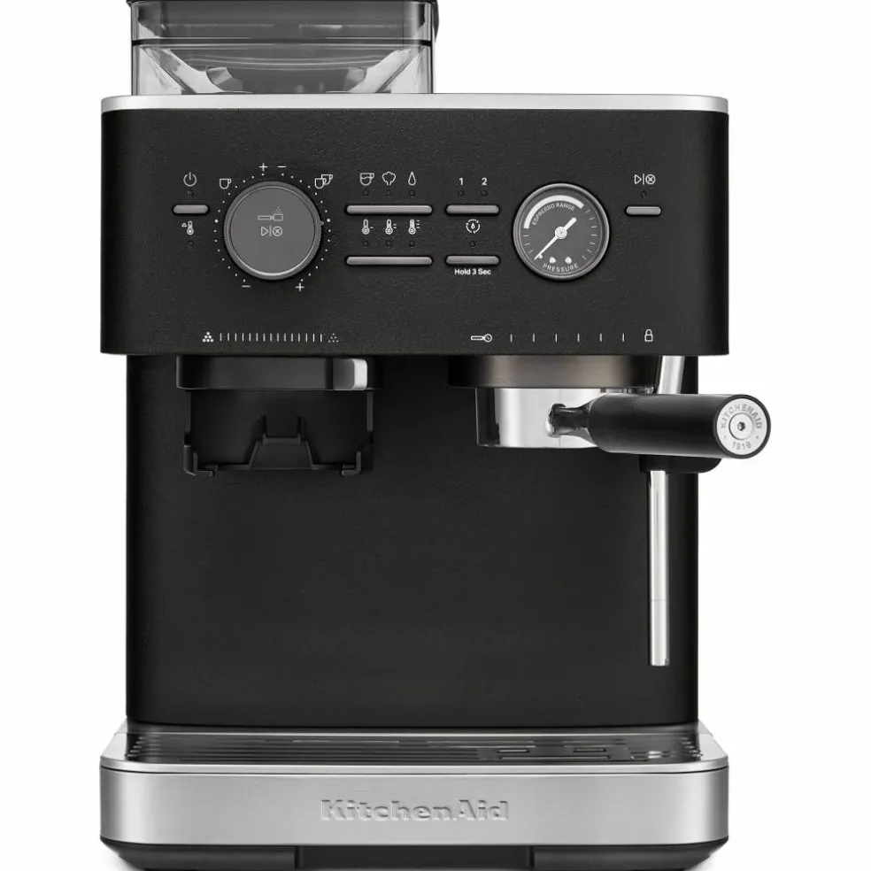 Espressomaskin med kaffekvarn, stainless steel