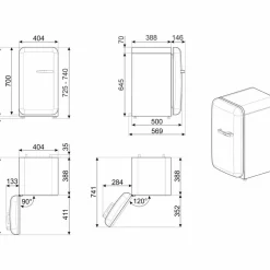 FAB5LSV6 Minibar 73cm Vänsterhängd Silver