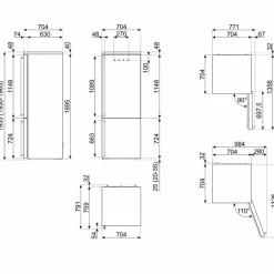 FA8005RPO6 högerhängd kyl/frys 70 cm, creme