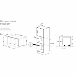 F383MODMWSX vägghängd mikro 38 cm, rostfri