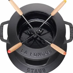 Fondue set 16 cm svart med blank insida