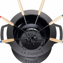 Fondue set 20 cm svart med blank insida