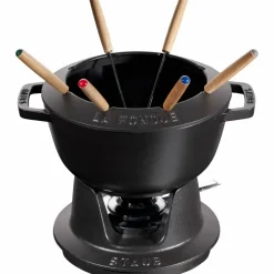 Fondue set 20 cm svart med blank insida