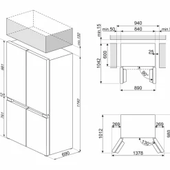 FQI48KD French Door kylskåp, svart