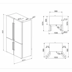French Door kyl/frys 92 cm, vit