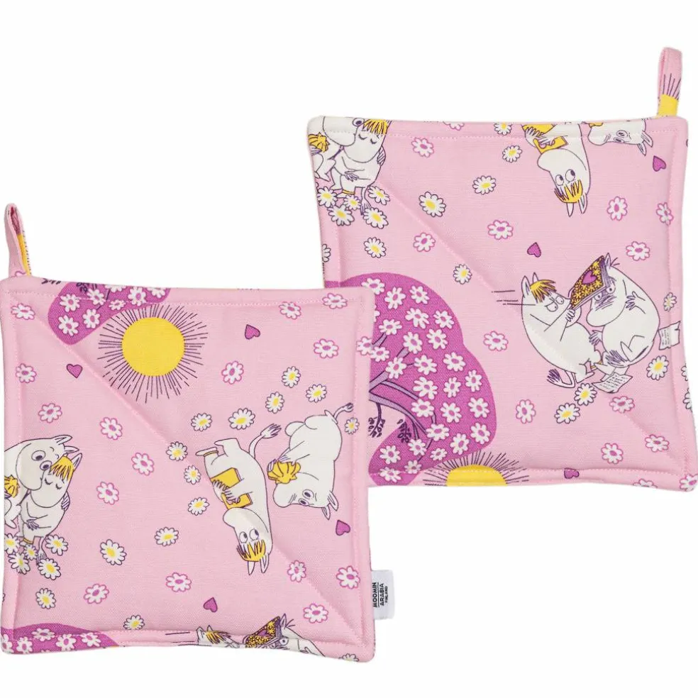 Förälskade grytlappar 22 × 22 cm, rosa