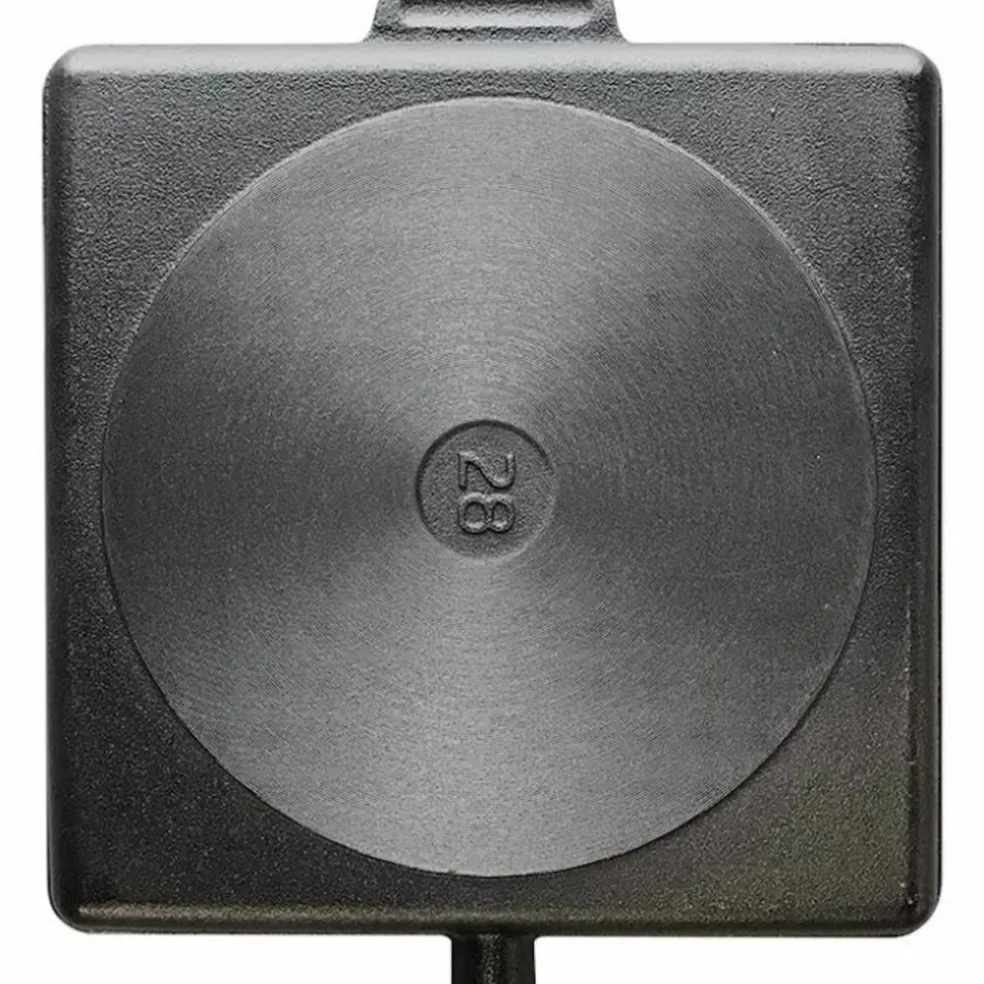 Fyrkantig gjutjärnsgrillpanna 28 cm, handtag i bok