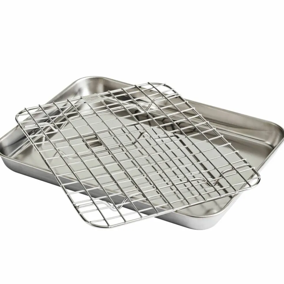 Gastrobleck + galler 31,5x24,5x2,5 cm, rostfritt stål