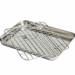 Gastrobleck + galler 26,5x20,5x2,5 cm, rostfritt stål