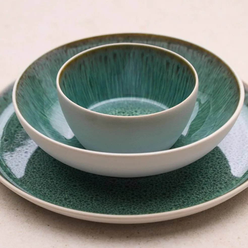 Gastro skål 12 cm, vit/grön