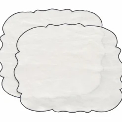 Gia bordstablett linne 45 × 35 cm 2-pack, rosa/vit