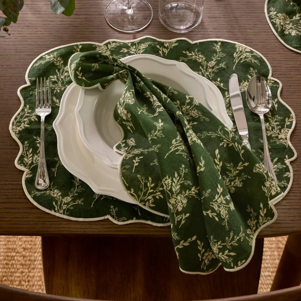 Gia servett blomma 45 x 45 cm 2-pack, grön