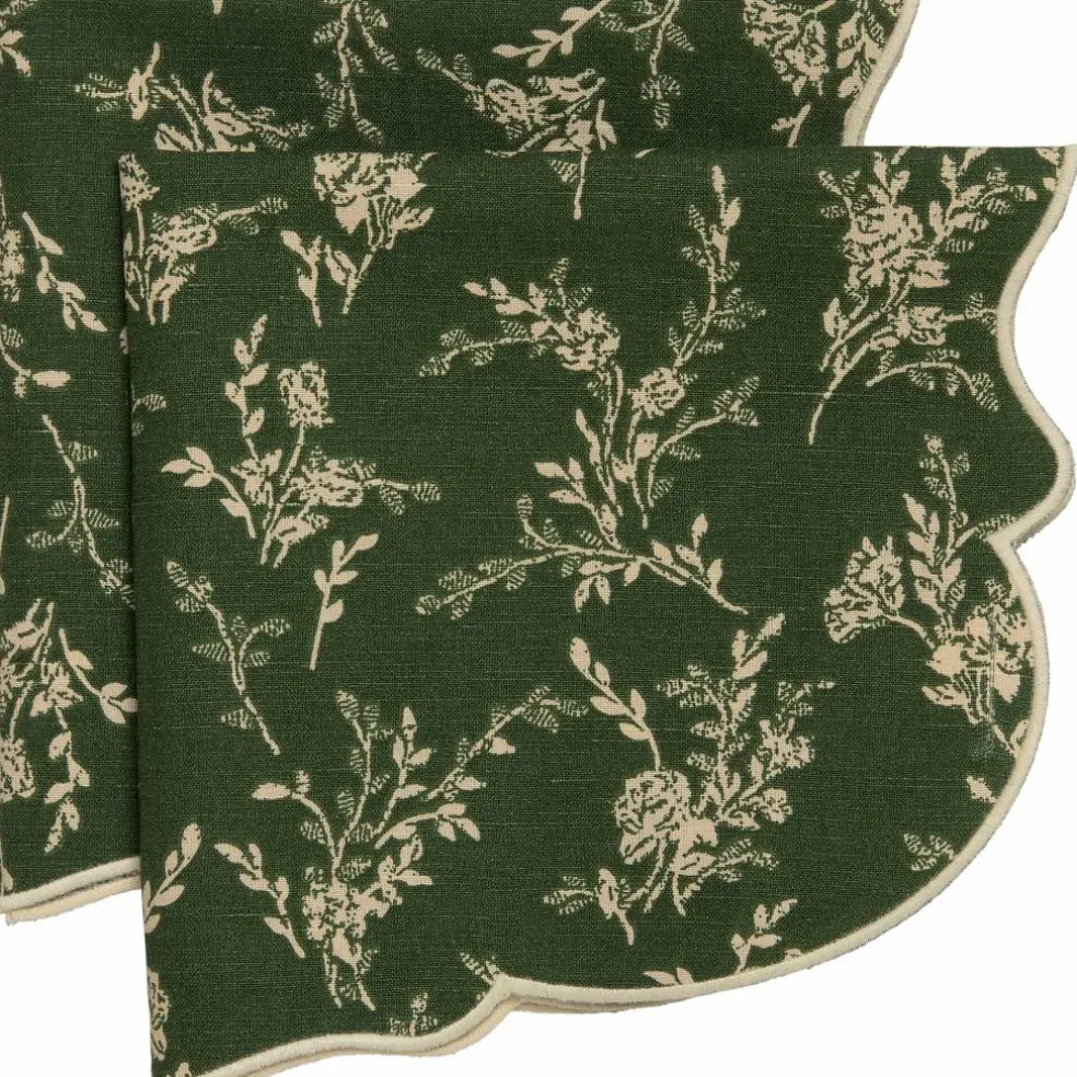 Gia servett blomma 45 x 45 cm 2-pack, grön