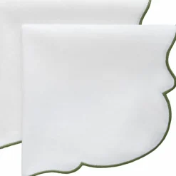 Gia servett 2-pack, vit/grön