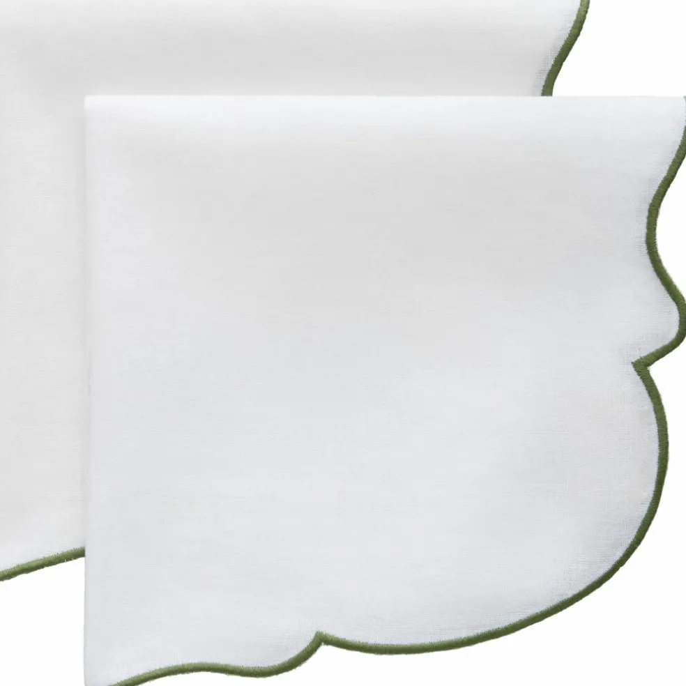 Gia servett 2-pack, vit/grön
