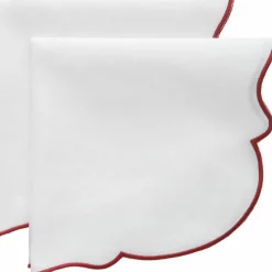 Gia servett 2-pack, vit/vinröd