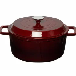 Gjutjärnsgryta 5,0L, mörkröd