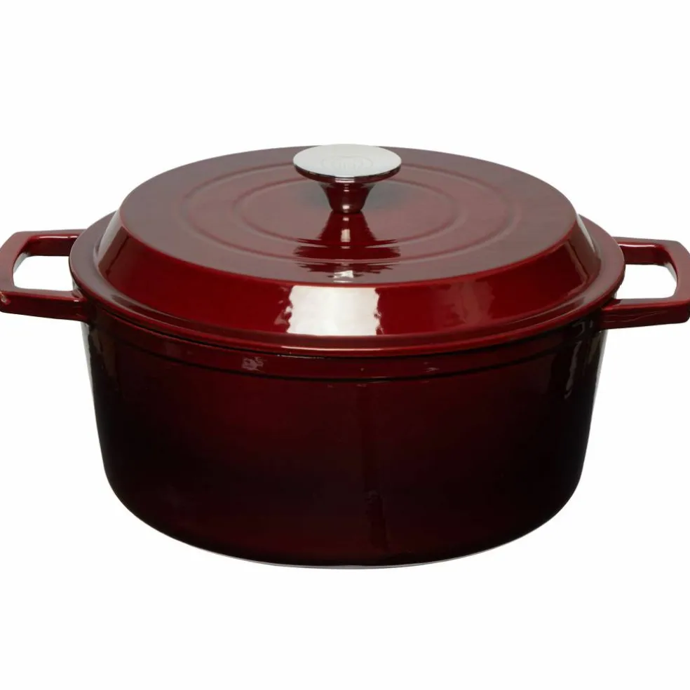 Gjutjärnsgryta 5,0L, mörkröd