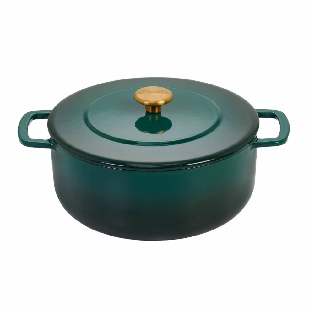 Gjutjärnsgryta med lock 24 cm/3,8 liter, grön