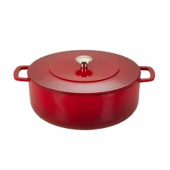 Gjutjärnsgryta med lock 28 cm/5,3 liter, cherry