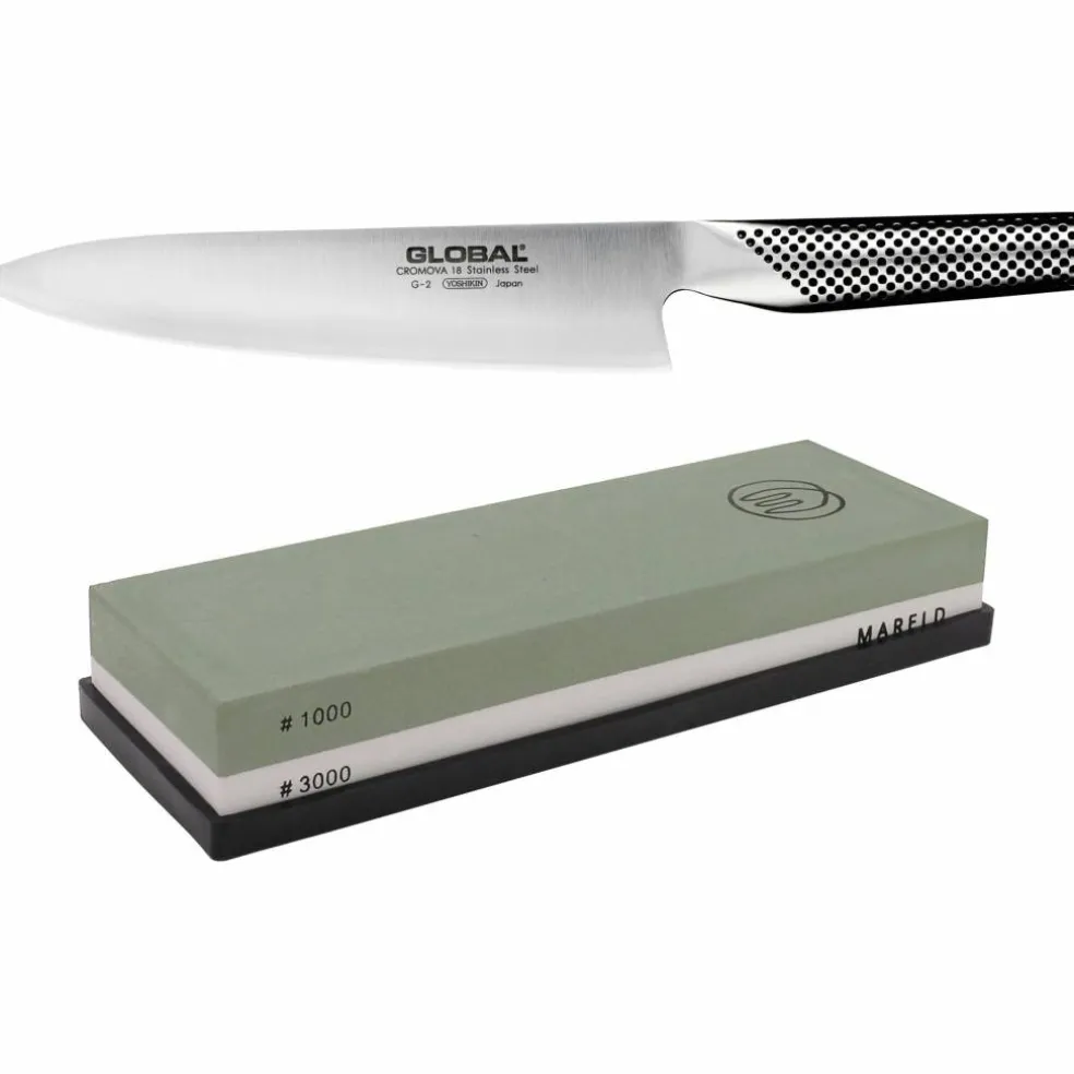 G-2 Kockkniv 20cm + Mareld slipsten 1000/3000 Grit