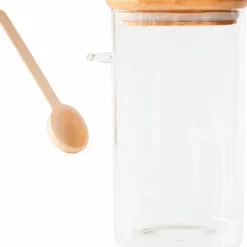 Glasburk med bambulock och måttsked 1400 ml