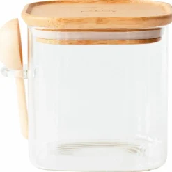 Glasburk med bambulock och måttsked 800 ml