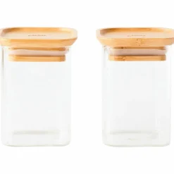 Glasburk med bambulock 2-pack S