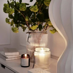Glasvas med randing struktur, 28 cm