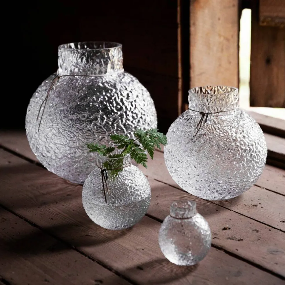 Glasvas med rund mönstrad struktur, 14 cm