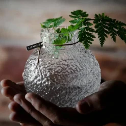 Glasvas med rund mönstrad struktur, 14 cm