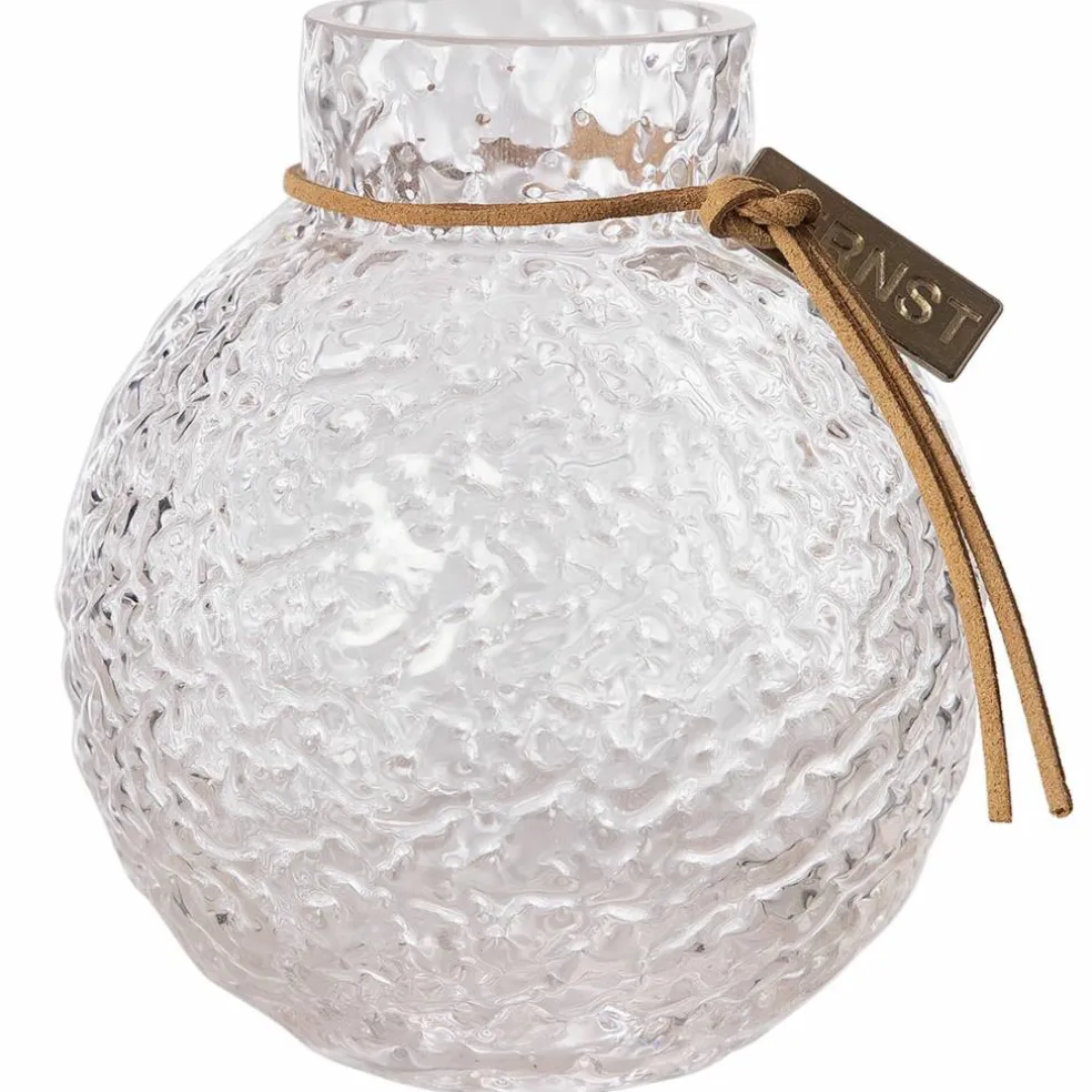 Glasvas med rund mönstrad struktur, 14 cm