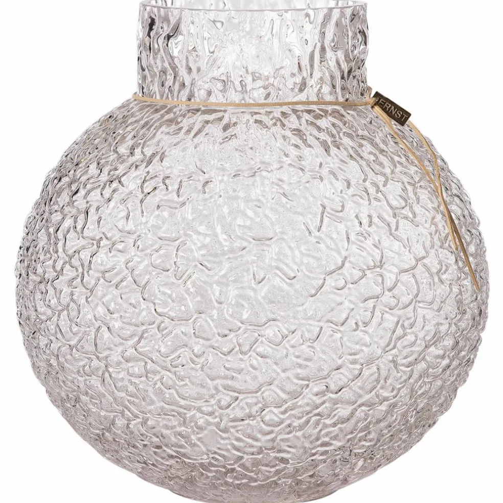 Glasvas med rund mönstrad struktur, 14 cm