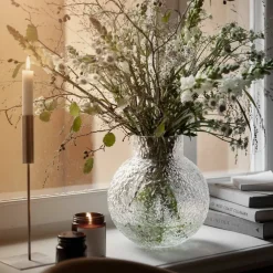 Glasvas med rund mönstrad struktur, 14 cm