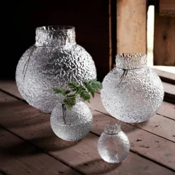 Glasvas med rund mönstrad struktur, 14 cm