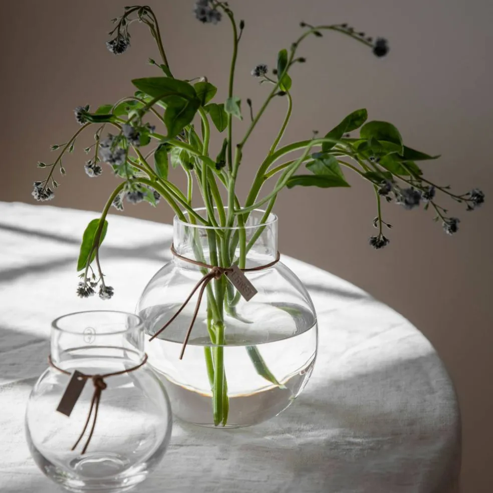 Glasvas Rund med Läderband 14 cm