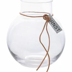 Glasvas Rund med Läderband 25 cm