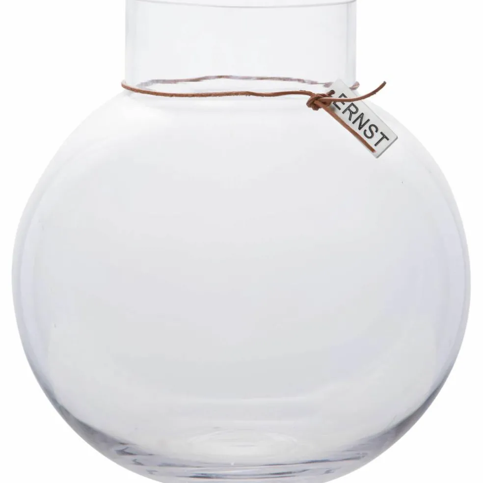 Glasvas Rund med Läderband 25 cm