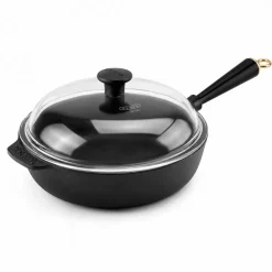 Gold traktörpanna med glaslock 25 cm, gjutjärn