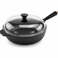 Gold traktörpanna med glaslock 25 cm, gjutjärn