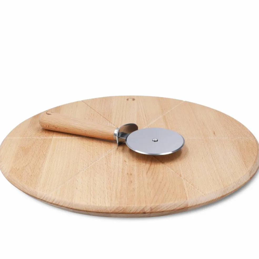 Grand Cru pizzabräda och pizzaskärare 35 cm, bok